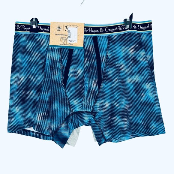 Original Penguin Men's Blue Grey 2-Pack Cotton Stretch Boxer Briefs Size XL NWT - Picture 1 of 7